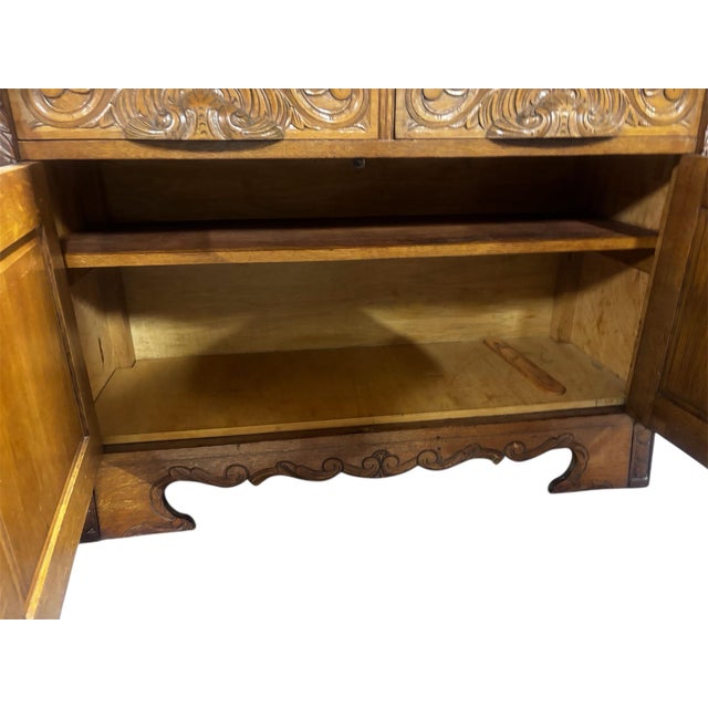 Brown 1920s Carved Oak Sideboard Bar For Sale - Image 8 of 8