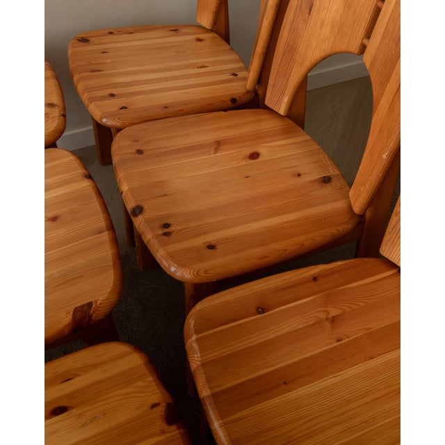 Scandinavian Brutalist Pine Dining Chairs, 1970s, Set of 6 For Sale - Image 15 of 18