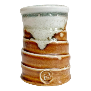 Artisan Stamped Wheel Thrown Pottery Bud Vase - Textured Spiral Rustic Glaze