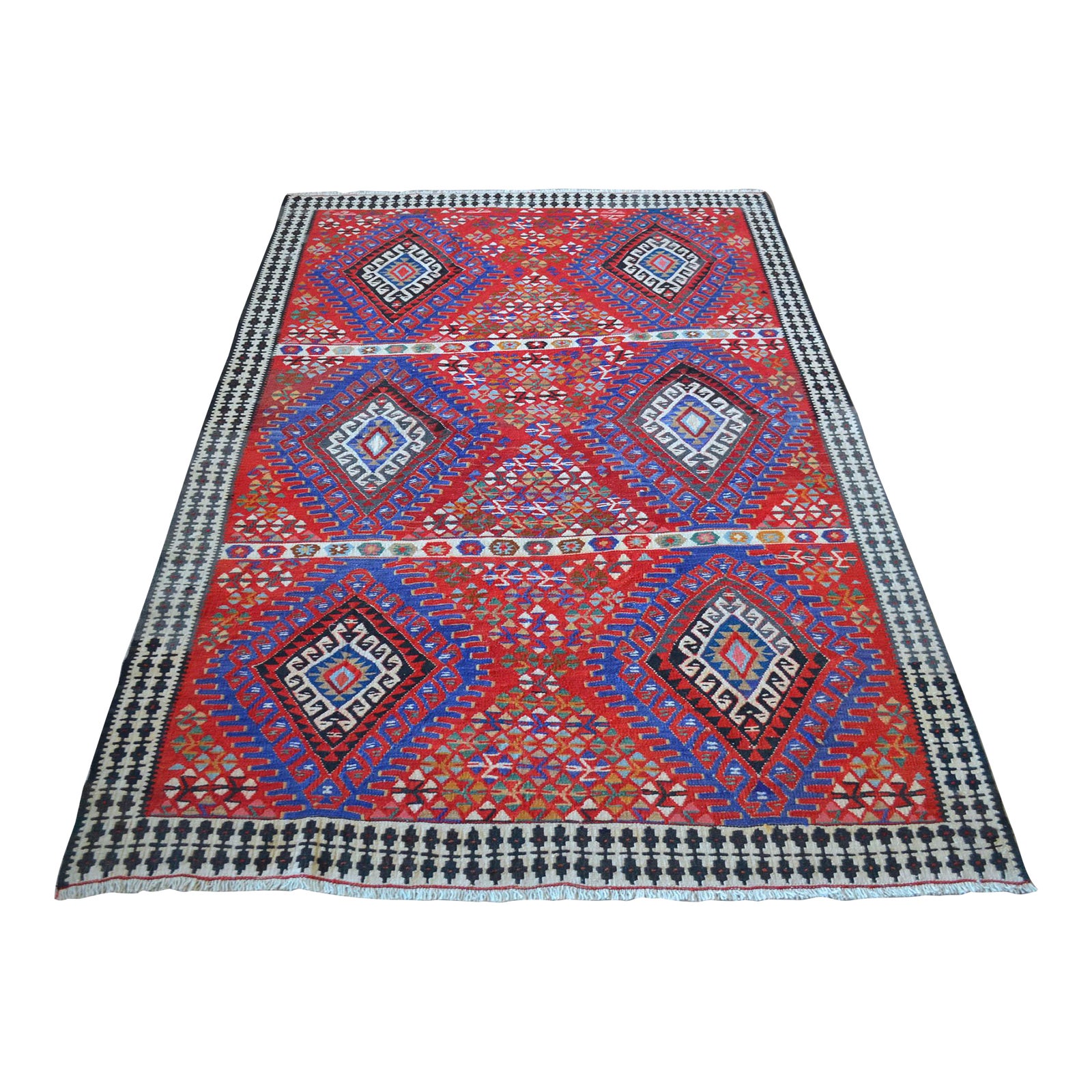 1960s Hand Woven Kilim Rug Flat Weave Kurdish Area Rug | Chairish