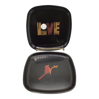 Couroc of Monterey Tennis “Love” Tray and "Cardinal" Tray-Set of 2 For Sale