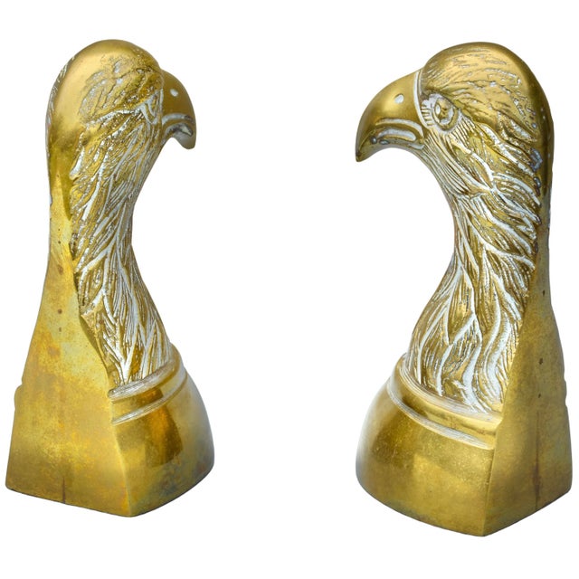 Mid 20th Century Mid 20th Century Handmade Americana Brass-Art Eagle Bookends- A Pair For Sale - Image 5 of 8