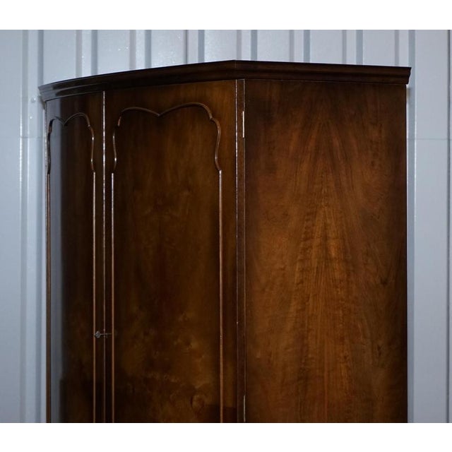 English Art Deco Walnut Double Wardrobe with Queen Anne Legs, 1920s For Sale - Image 14 of 18