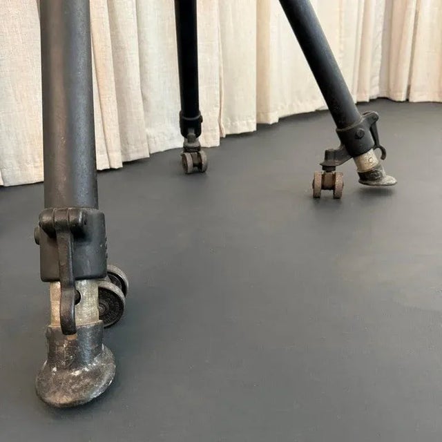 Metal Antique Leather and Cast Iron Adjustable Gymnasium Pommel Horse For Sale - Image 7 of 11