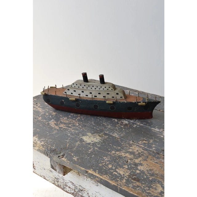 Art Deco Vintage Folk Art Ship Sculpture, Circa 1930s For Sale - Image 3 of 18