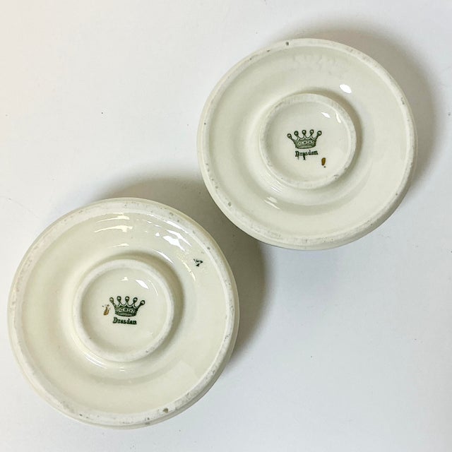 1950s Vintage Dresden German Porcelain Candle Holders - A Pair. For Sale - Image 11 of 11