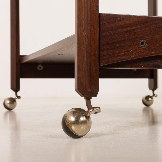 Mid-Century Italian Serving Cart in Rosewood, 1960s For Sale - Image 13 of 18