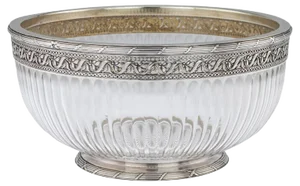 20th Century French Empire Solid Silver & Glass Bowl, Paris, 1900s