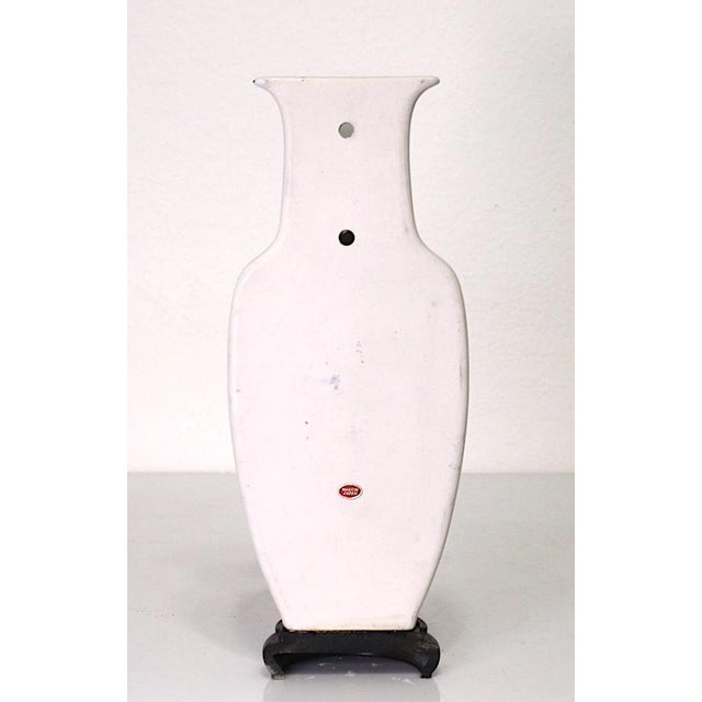 White Vintage Japanese Blue & White Floral Mounted Porcelain Wall Pocket Vase With Birds For Sale - Image 8 of 8