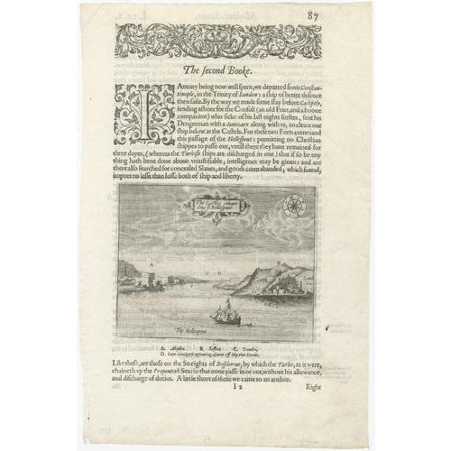 Dardanelles & Hellespont View by George Sandys, Ottoman Turkey, 1621 This rare and historically fascinating early 17th-...