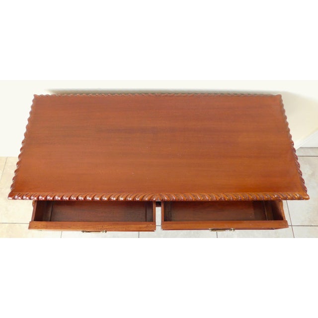 1980s Vintage Mahogany Wood Ball & Claw Rope Edge 2 Drawer Console Sofa Hall Table For Sale - Image 5 of 11