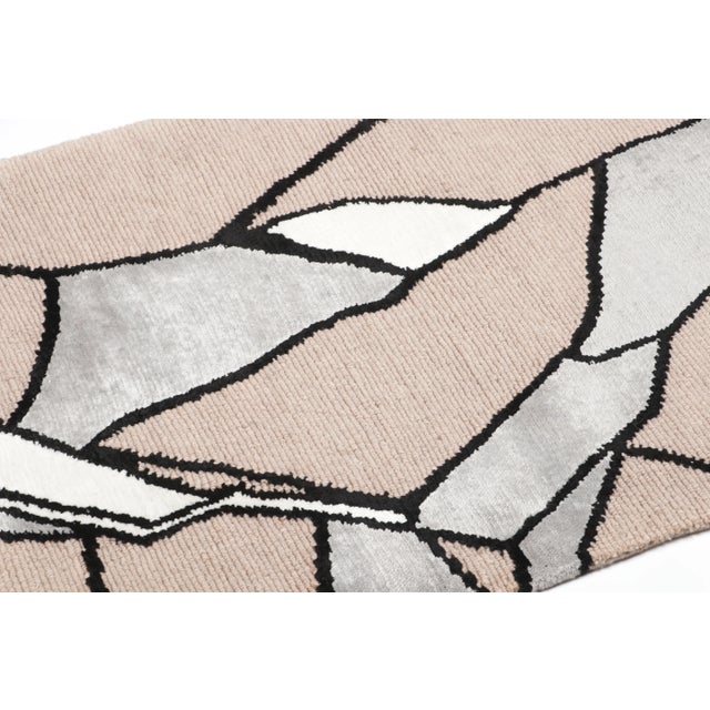 Contemporary Contemporary Abstract Geometric Beige & Black Wool Rug by Rug & Kilim, India For Sale - Image 3 of 5
