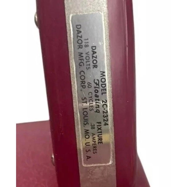 Burgundy Vintage Dazor Floating Fixture Industrial Drafting Table Lamp Light #2c-2324 For Sale - Image 8 of 8