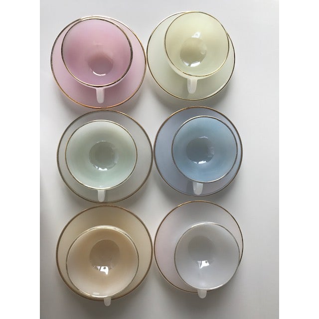 1960s Arcopal Harlequin Opalescent Cups & Saucer Set of 6 Chairish