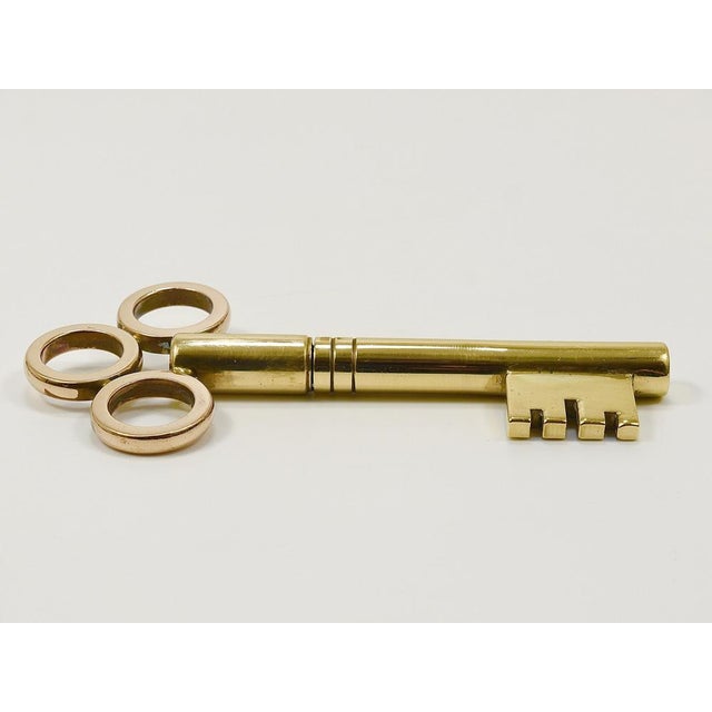 Large Brass Key Corkscrew Bottle Opener Paperweight attributed to Carl Auböck, Austria, 1950s For Sale - Image 3 of 18