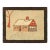 Antique Framed Square Hooked Rug, Bucolic House Pictorial in Cream - Rug & Kilim For Sale
