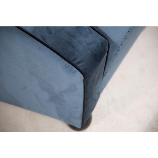 Set of Art Deco Blue Velvet Armchairs, 1940s For Sale - Image 10 of 18