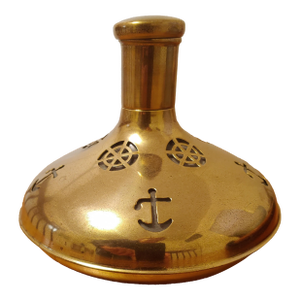 Vintage Mid 20th Century Nautical Brass Over Glass Decanter Made in Sweden