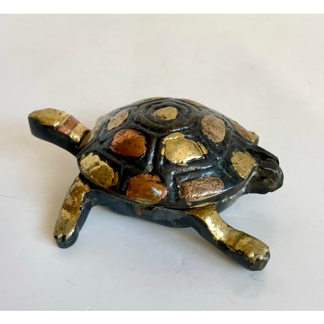Vintage Mid-Century Mixed-Metal Turtle Hinged Ashtray For Sale In Los Angeles - Image 6 of 9