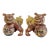 Vintage Japanese Pottery Kutani Foo Dogs in Cinnabar and Gold Colors- A Pair For Sale