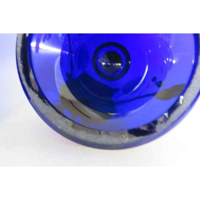 Cobalt Blue Glass Hand Painted Floral Urn Bonboniere Cookie Jar With Lid For Sale - Image 11 of 13