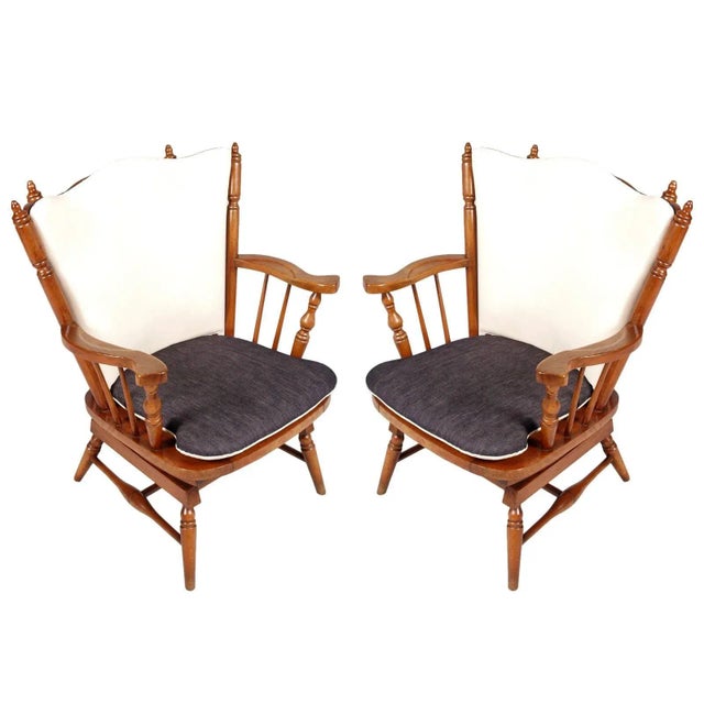Wood Set of Chiavari Chestnut Rocking Chairs with Springs, 1930s For Sale - Image 7 of 7