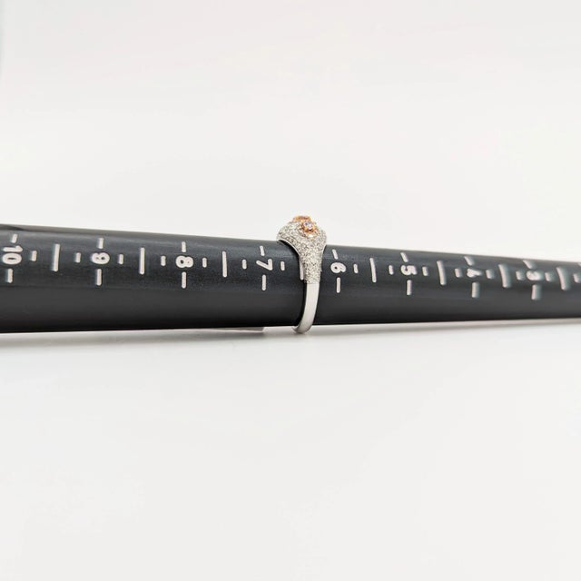 Metal Natural Pink and White Diamond Ring in 18K White Gold, size 6.75 For Sale - Image 7 of 7