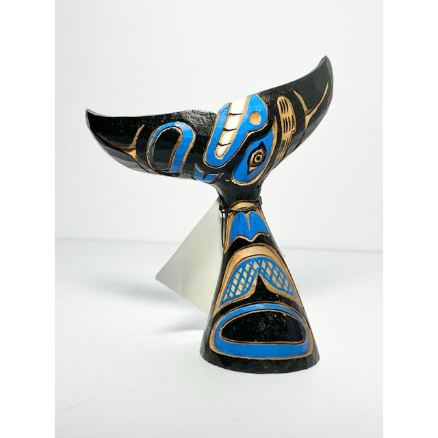 Northwest First Nation Blue Black Hand Carved Painted Formline Whale Tail 5.5” Excellent condition. No damage. Height 5...