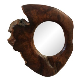 1970s Red Wood Mirror For Sale