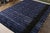 Mid-Century Modern Rug & Kilim’s Scandinavian Style Rug in All Over Blue, Black Geometric Pattern For Sale - Image 3 of 9