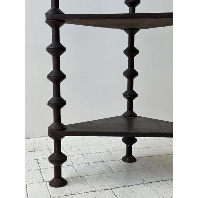 Antique Ebonized Tiered Spool Corner Shelf With Exaggerated Finials, Circa Late 19th Century For Sale - Image 11 of 18