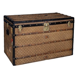 Antique Malle Haute Trunk in Woven Canvas from Louis Vuitton, France, 1900s For Sale