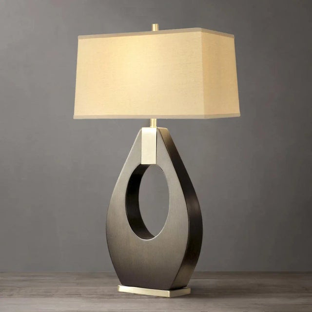Pearson Table Lamp - 30", Pecan Wood & Brushed Nickel, 3-Way Rotary Switch For Sale - Image 4 of 11