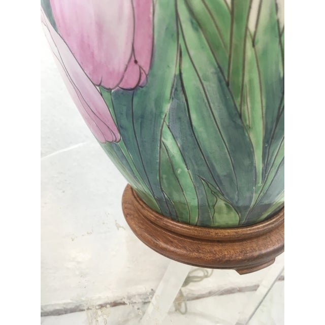 Vintage Tulip Lamp With New Shade For Sale - Image 4 of 8