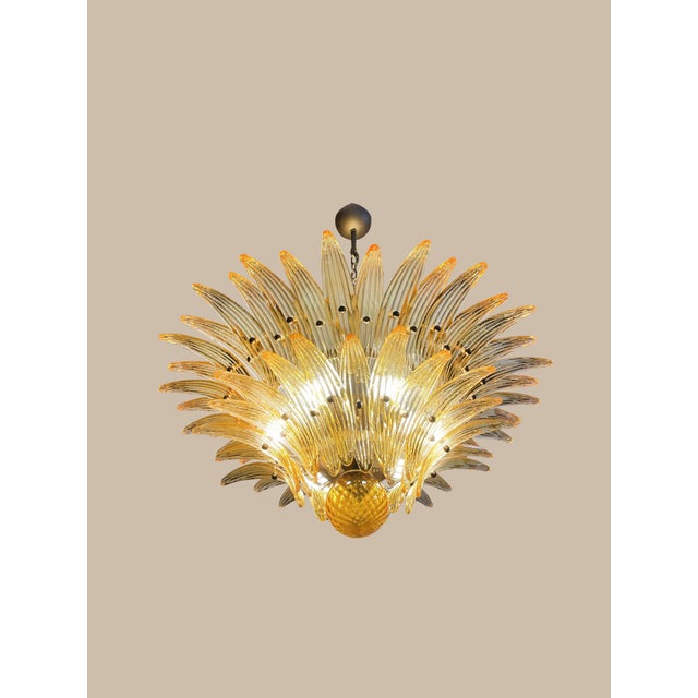 2020s Murano Amber Palm Glass Chandelier – Hand Made in Italy For Sale - Image 5 of 7