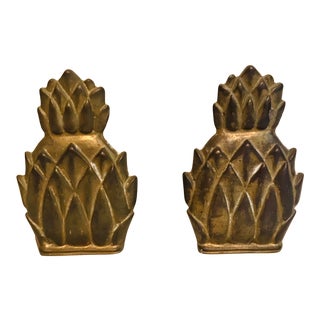 Brass Pineapple Bookends - a Pair For Sale
