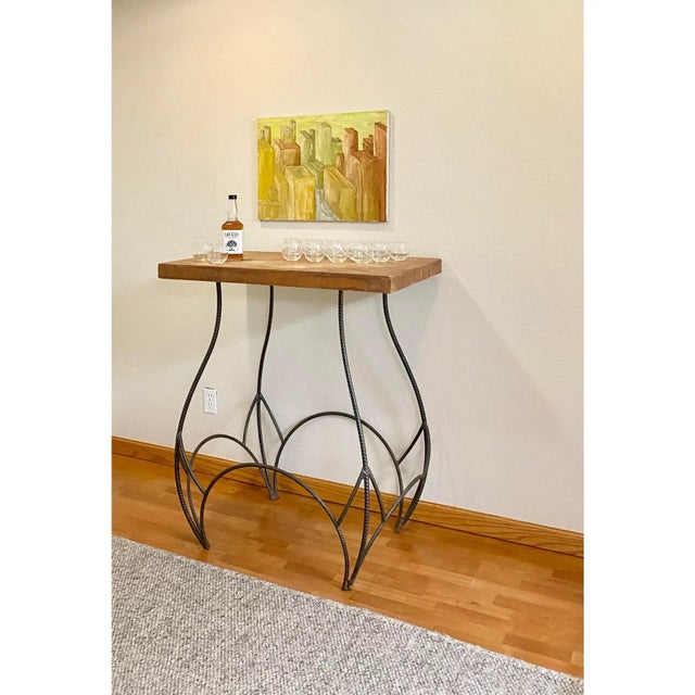 Industrial Sculptural Bar Height Industrial + Concrete Table For Sale - Image 3 of 12