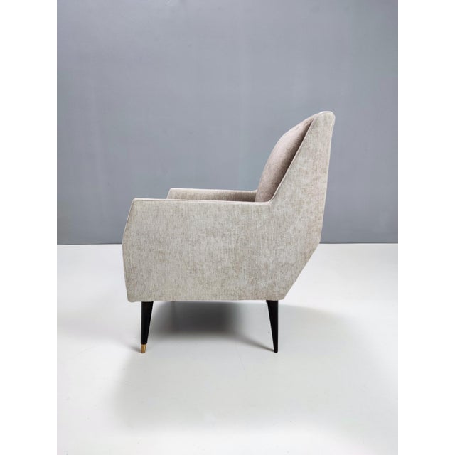 Set of Pearl Grey and Taupe Velvet Armchairs attributed to Carlo De Carli For Sale - Image 9 of 13