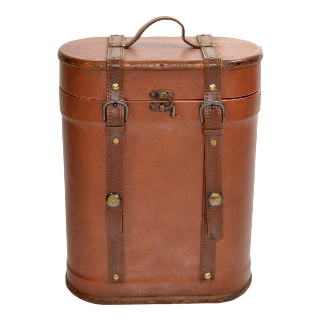 Vintage Hinged Wooden Wine Bottle Storage Case Holder Caddy for 2 Bottles For Sale