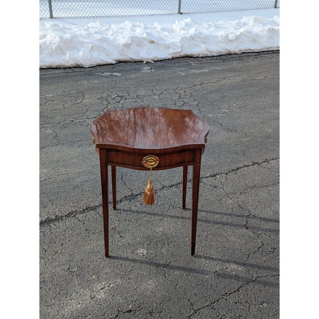 Hepplewhite Drexel Hepplewhite Style Mahogany Side Table Circa 1980 For Sale - Image 3 of 8