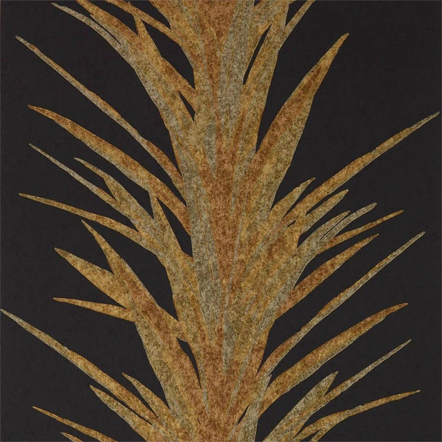 Sanderson Yucca Wallpaper in Charcoal/Gold - a Sample For Sale