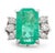 Art Deco 14k White Gold, Emerald & Diamond Ring For Sale - Image 3 of 5