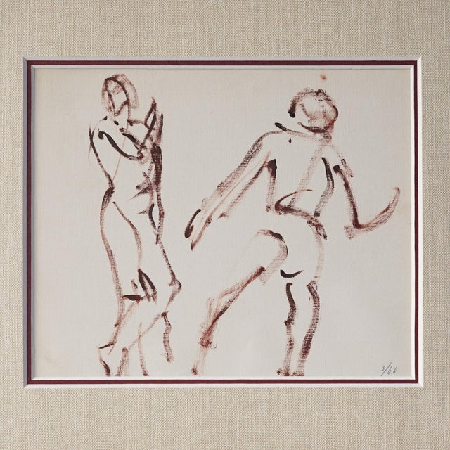Mid 20th Century Figural Nude Study Framed Original For Sale - Image 10 of 12