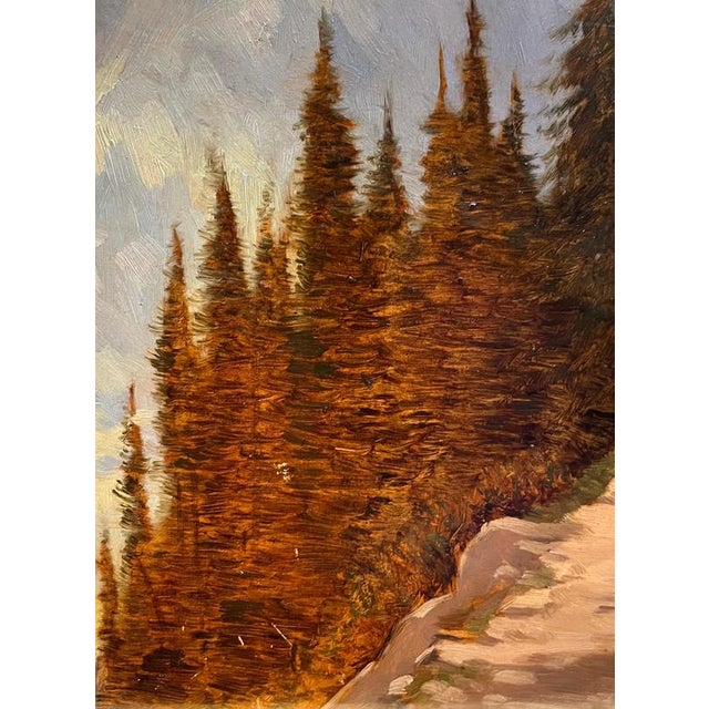 Perrenoud, Pines and Mountains, Oil on Masonite For Sale - Image 5 of 13