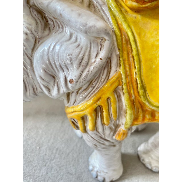 Off-white Italian Glazed Terracotta Elephant Garden Seat, 1950s For Sale - Image 8 of 10