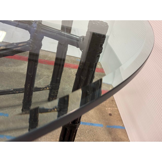 Wood McGuire Furniture Round Glass + Bamboo Dining Table, 72 Inches For Sale - Image 7 of 12