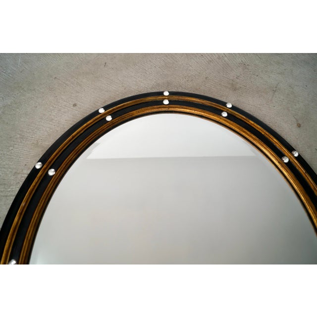 Wood 1960’s Hollywood Regency Oval Beveled Gilded Mirror For Sale - Image 7 of 12