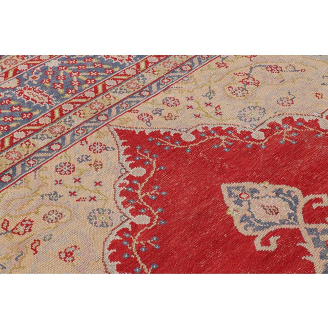 Antique Turkish Oushak Rug, Red Medallion and Floral Patterns - Rug & Kilim For Sale In New York - Image 6 of 8