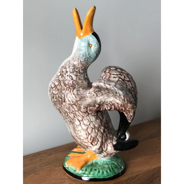 Early 21st Century Vintage Bordallo Pinheiro Large Mallard Duck Ewer For Sale - Image 5 of 12