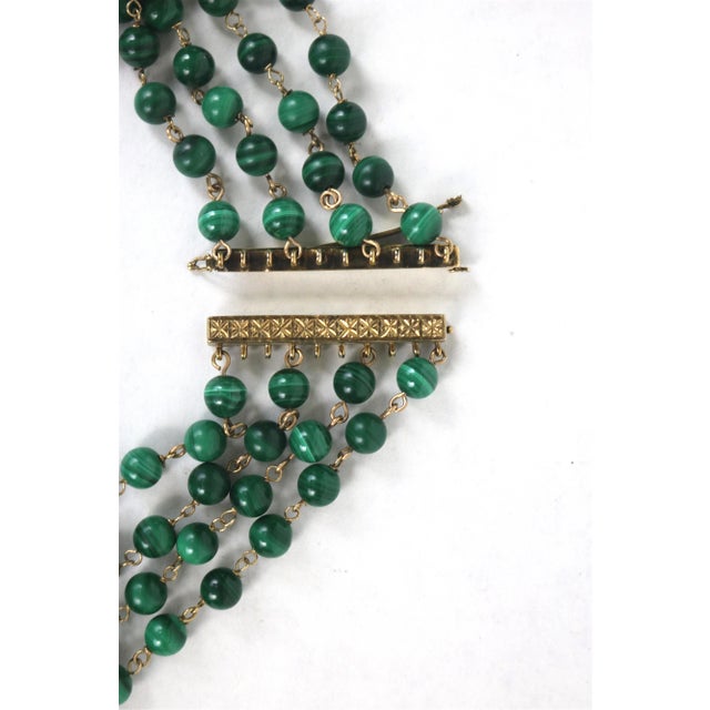 Metal Early 20th Century 14k Gold Eight Strand Malachite, Coral Collar Necklace-Stunning For Sale - Image 7 of 7